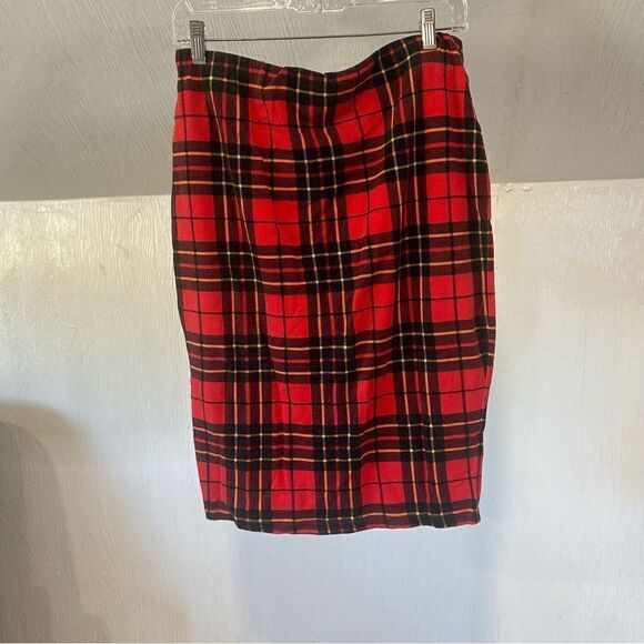 2/$30 Forever 21 Tartan Plaid Red Yellow Check Stretchy MIDI pencil Skirt - Picture 2 of 9